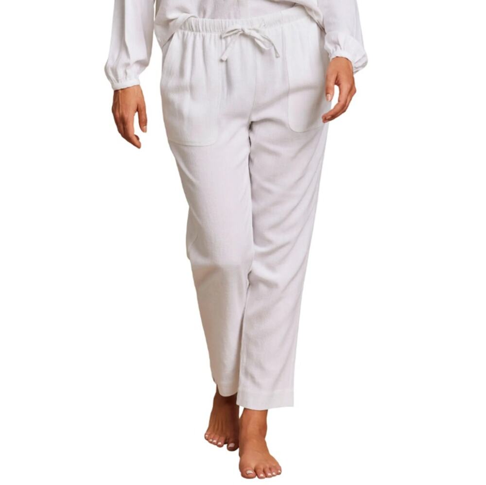 Barefoot Dreams Linen Blend Tapered Lounge Pants White Size XL